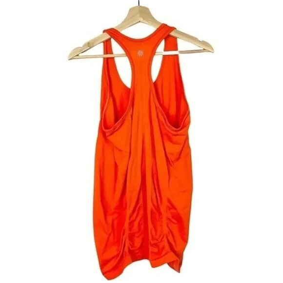 Athleta Fastest Track Neon Orange Racerback Ruched Side Tank Top L - Picture 3 of 5